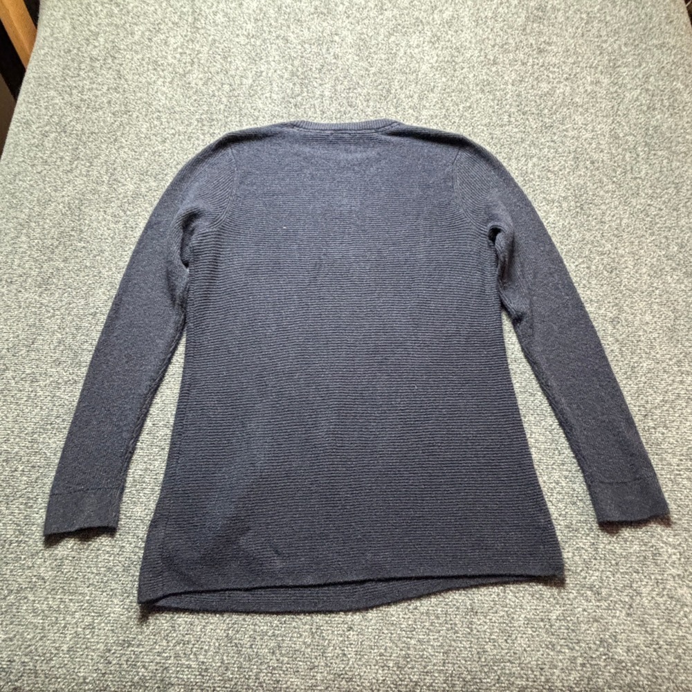 J. Jill Pure Jill Ribbed One-Pocket Sweater Womens Medium Tall Navy Blue Knit - Picture 5 of 8
